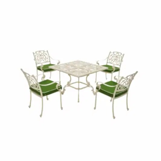 Aden Kare 4 Kişilik Bahçe Masa Sandalye Takımı | Metal Döküm | Rehome