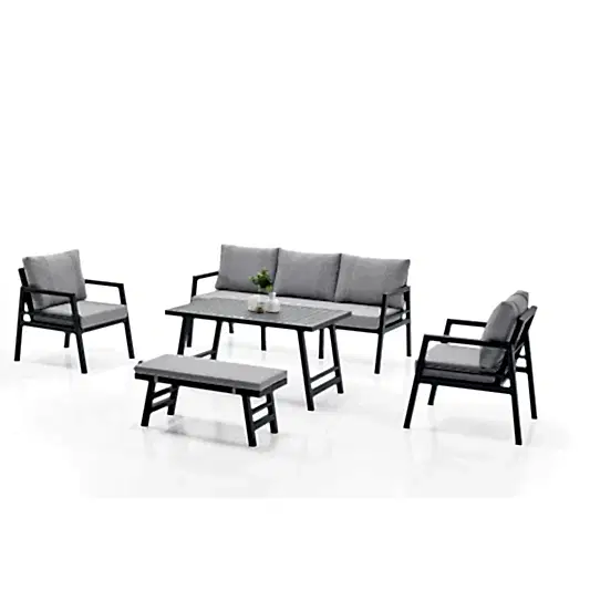 Alanya Plus 3'lü Alüminyum Bahçe Oturma Grubu | Rehome