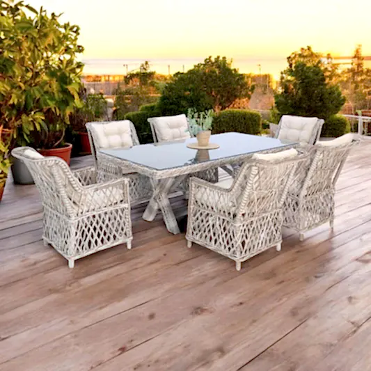 Alaska | Rehome 100x200 Rattan Bahçe Masa Takımı | 43