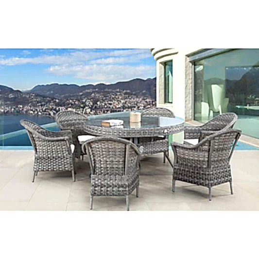 Bahçemo Nova Yuvarlak Masalı Rattan Bahçe Mobilya Takımı | 140 Cm Çap