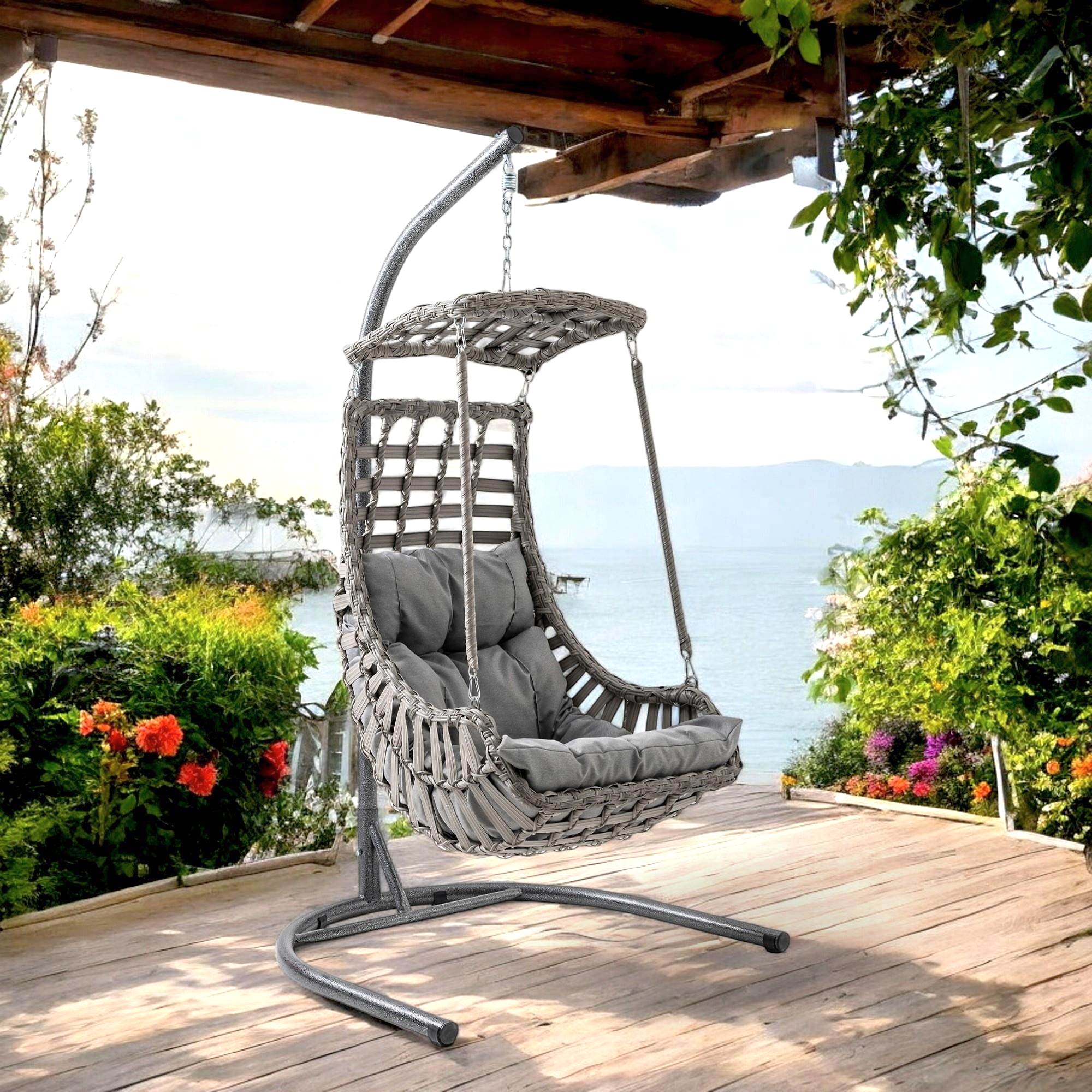 Capri Swing Alaçatı Tekli Rattan Bahçe Salıncağı | Balkon Salıncağı