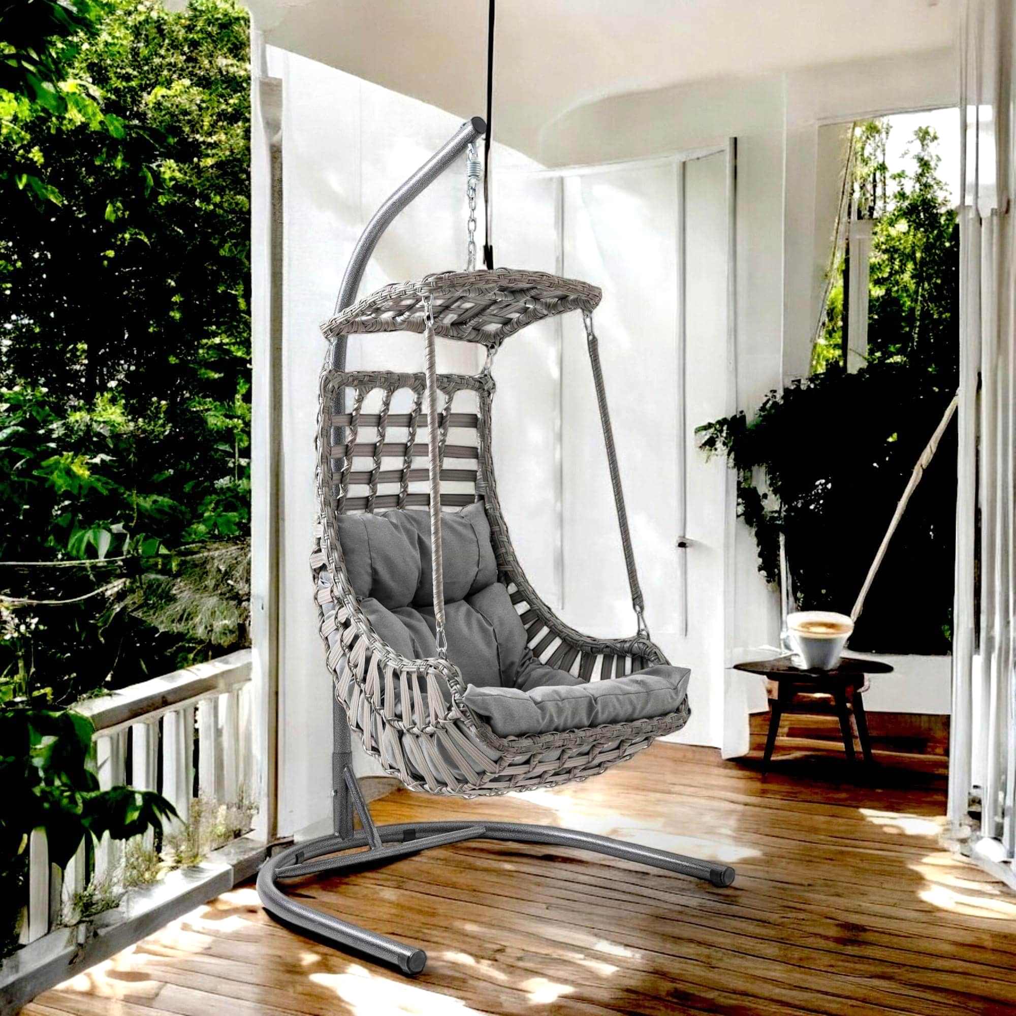 Capri Swing Alaçatı Tekli Rattan Bahçe Salıncağı | Balkon Salıncağı