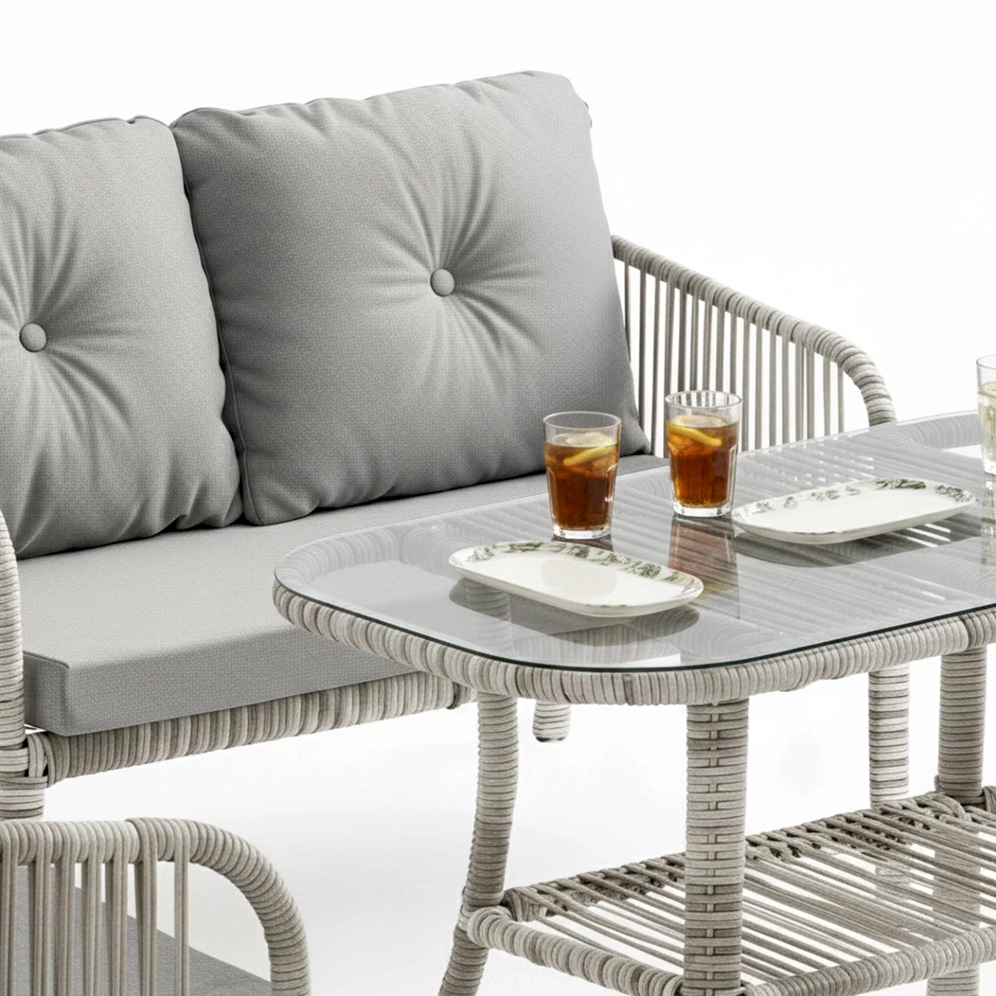 Capri Swing Artemis İkili Rattan Balkon Bahçe Takımı | Beyaz