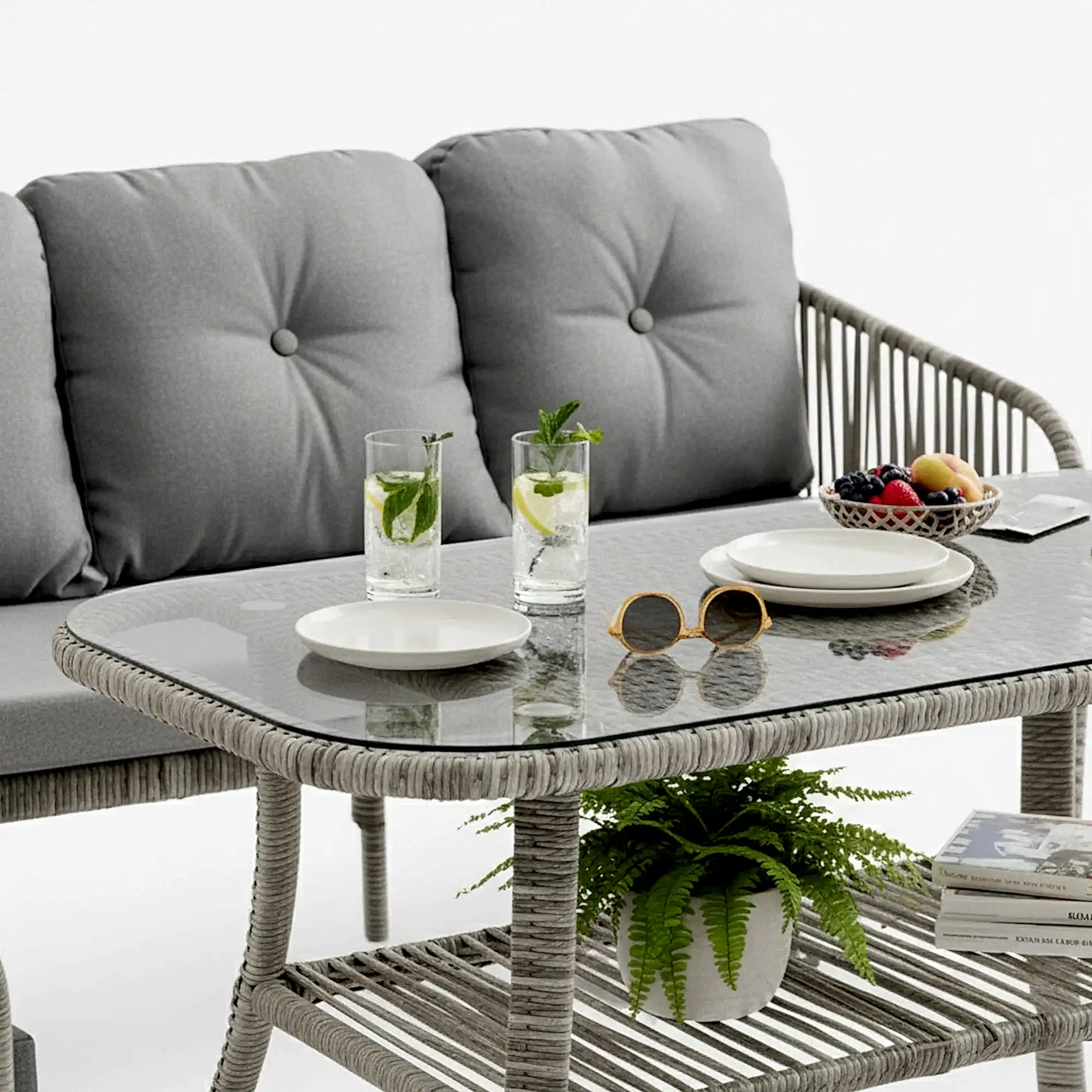 Capri Swing Artemis Üçlü Rattan Balkon Bahçe Takımı | Beyaz