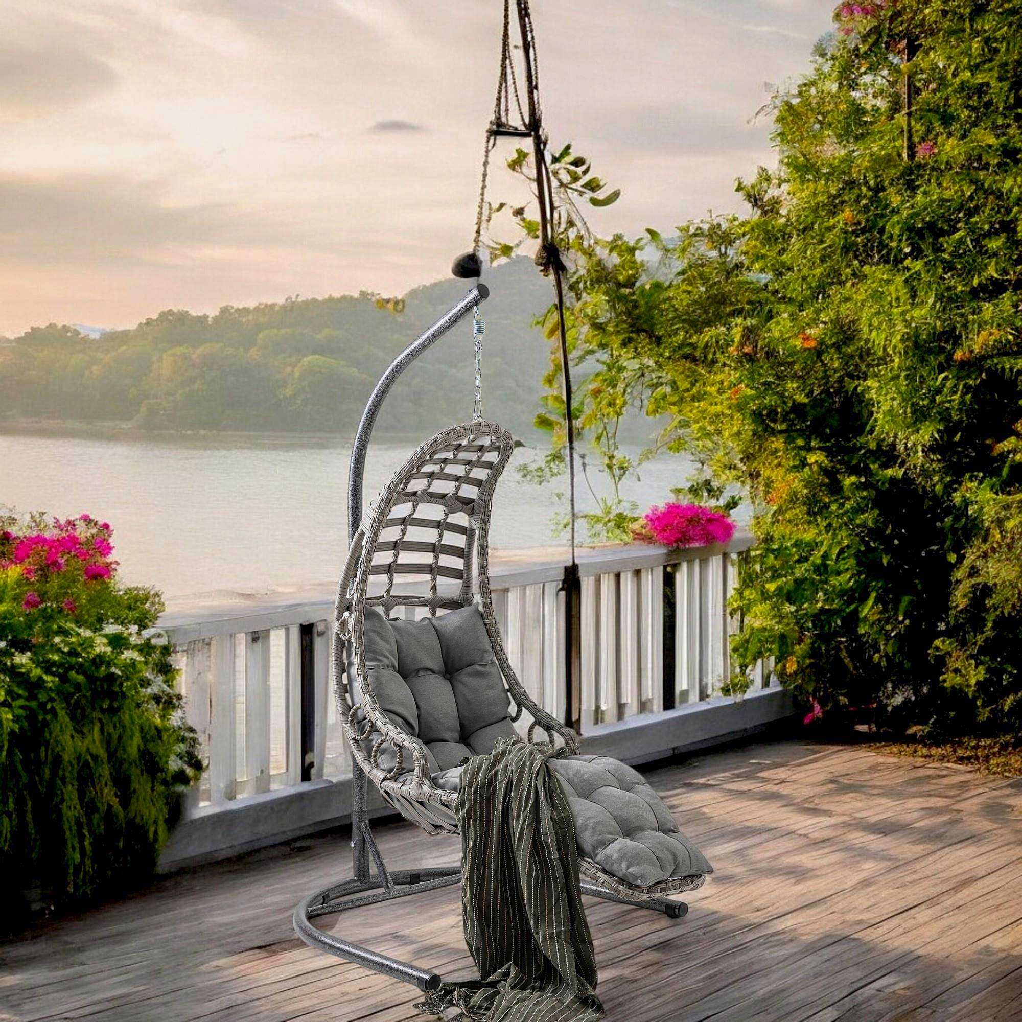 Capri Swing Bodrum Tekli Rattan Bahçe Salıncağı | Balkon Salıncağı