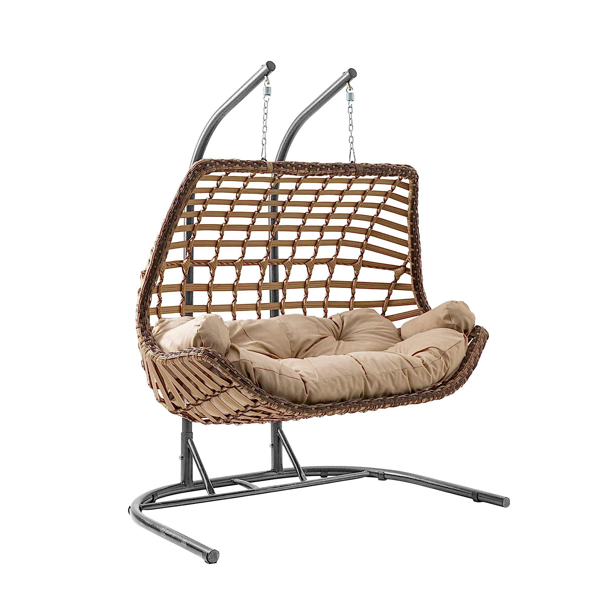 Capri Swing Cunda Çiftli Rattan Bahçe Salıncağı | Balkon Salıncağı