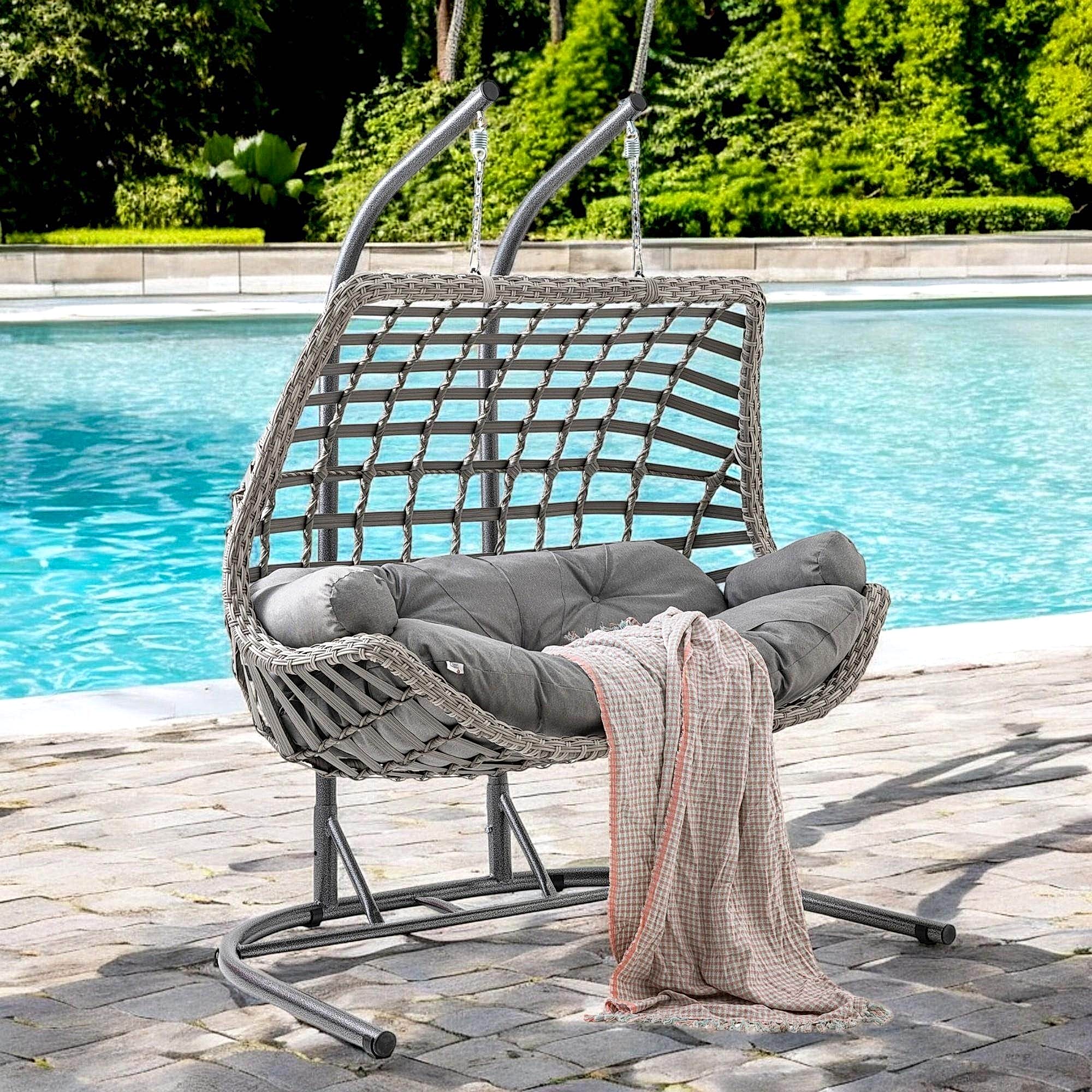 Capri Swing Cunda Çiftli Rattan Bahçe Salıncağı | Balkon Salıncağı