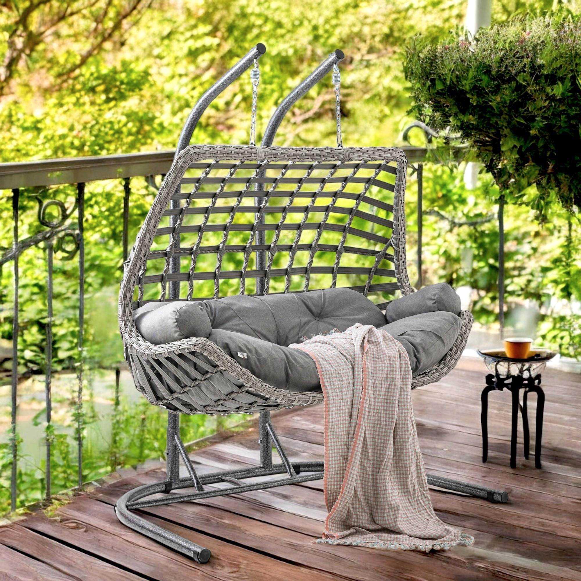 Capri Swing Cunda Çiftli Rattan Bahçe Salıncağı | Balkon Salıncağı