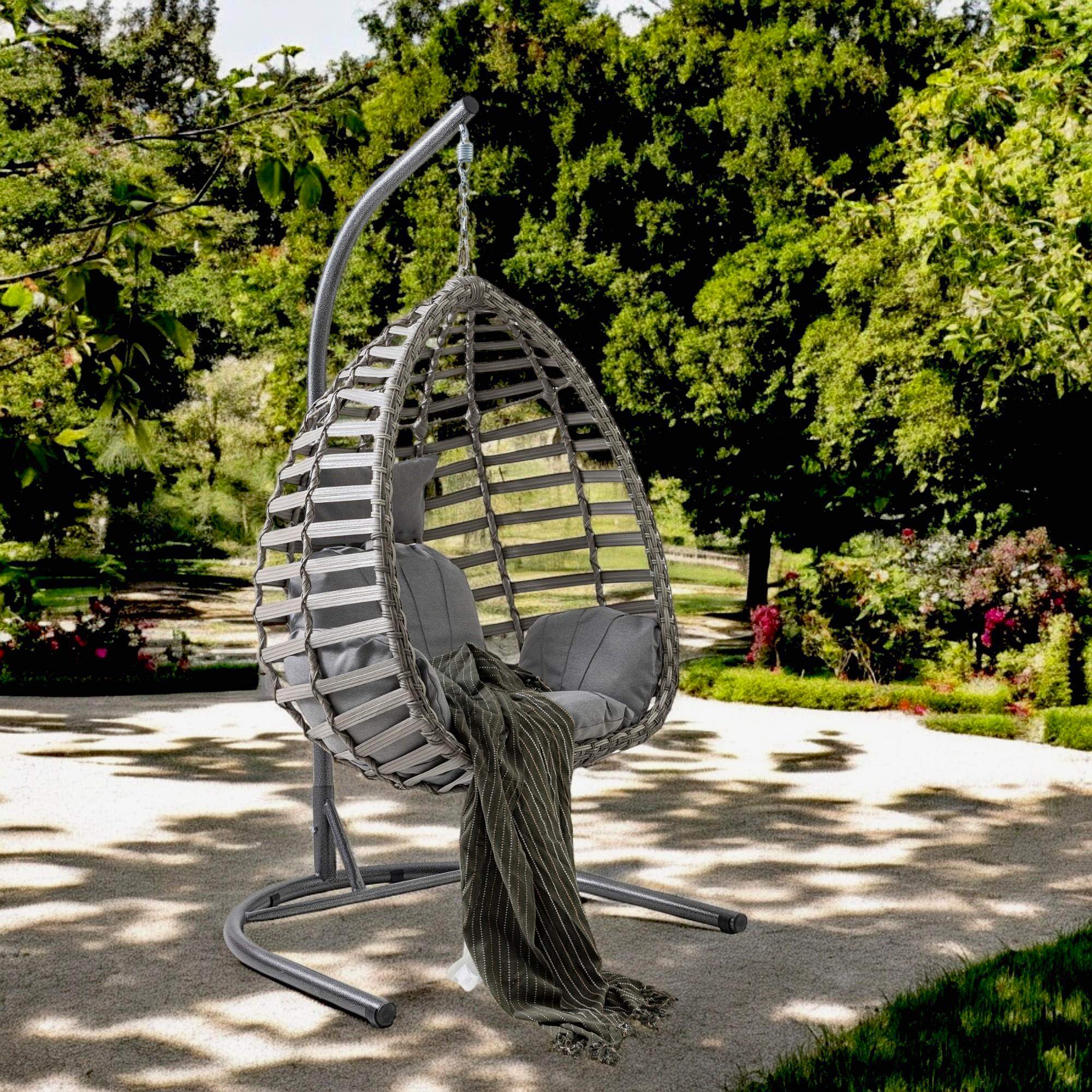 Capri Swing Gümbet Tekli Rattan Bahçe Salıncağı | Balkon Salıncağı