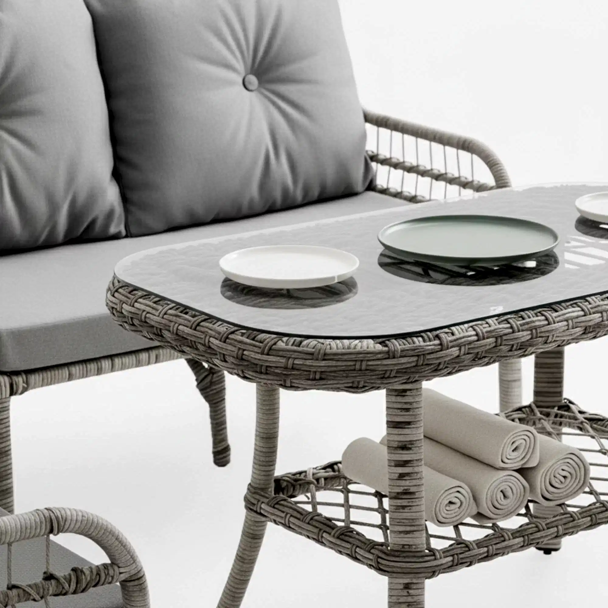 Capri Swing Pisa İkili Rattan Bahçe Balkon Oturma Grubu | Gri | 750