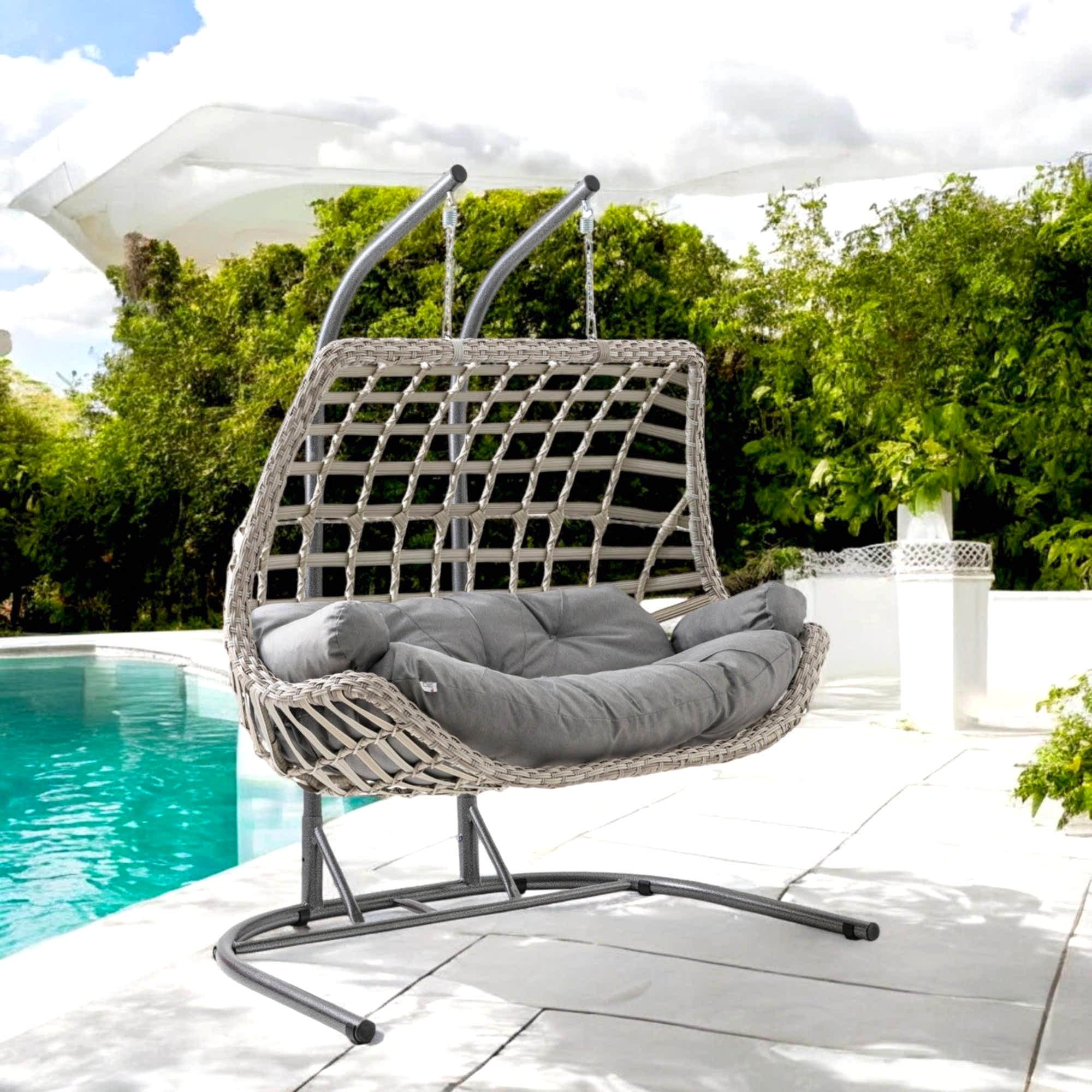 Cunda | Çiftli Rattan Bahçe Salıncağı | Rehome Balkon Salıncağı