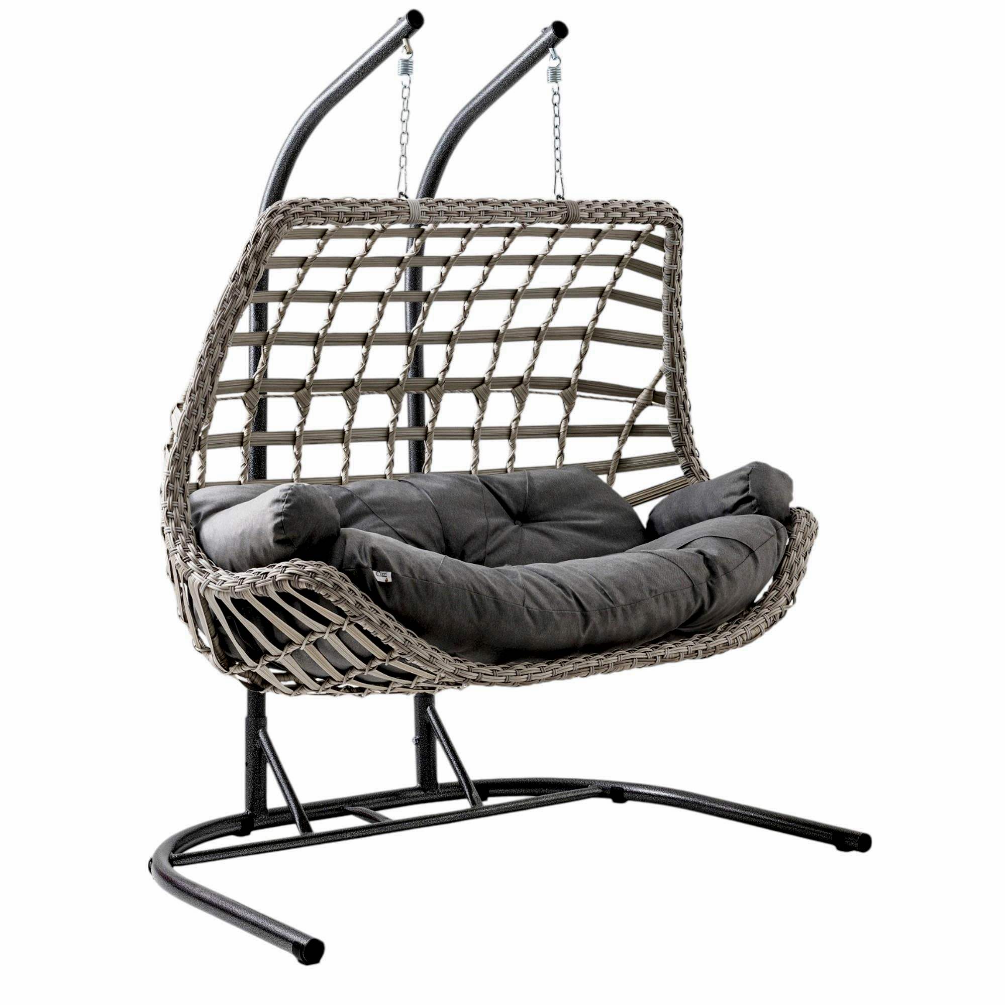 Cunda | Çiftli Rattan Bahçe Salıncağı | Rehome Balkon Salıncağı