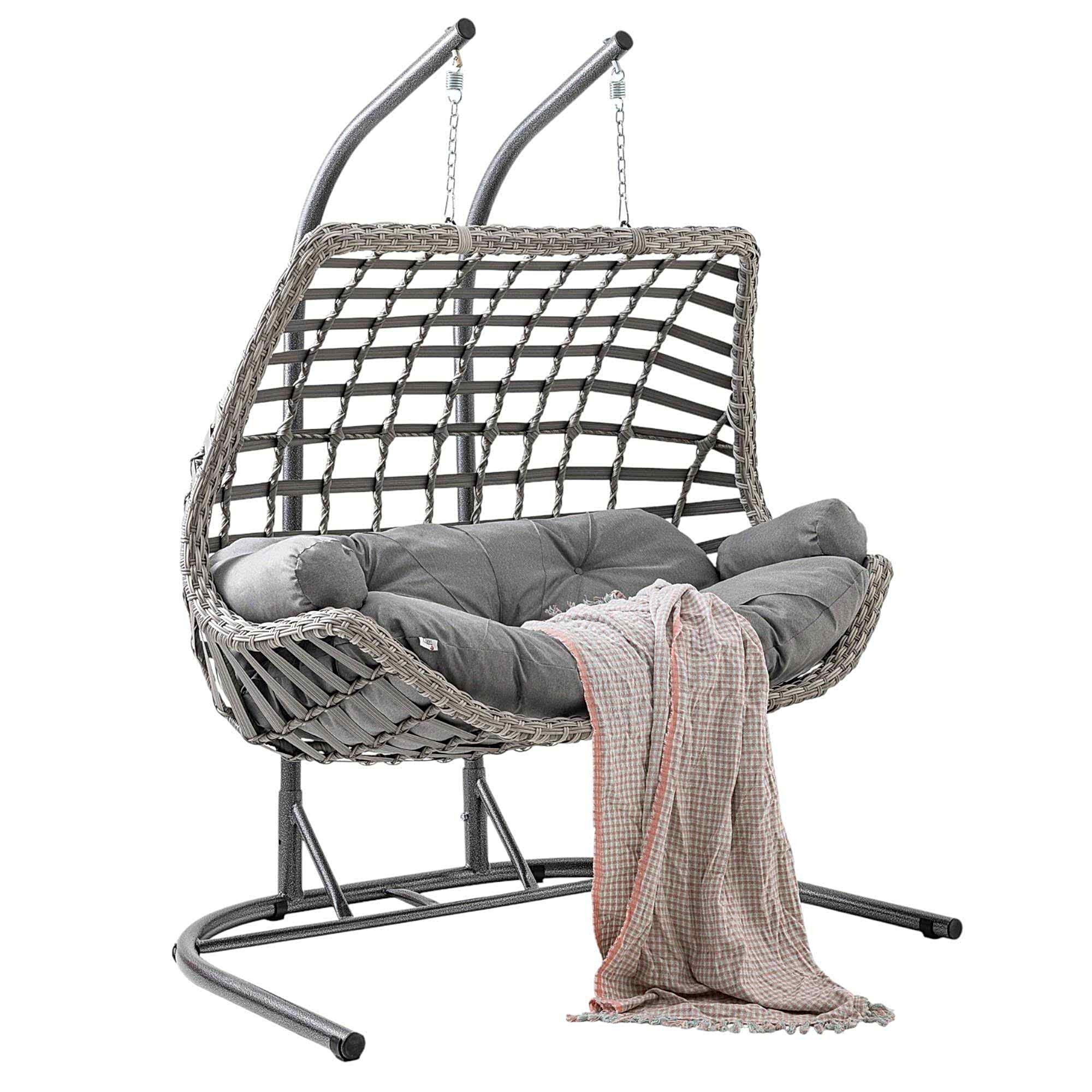 Cunda | Çiftli Rattan Bahçe Salıncağı | Rehome Balkon Salıncağı