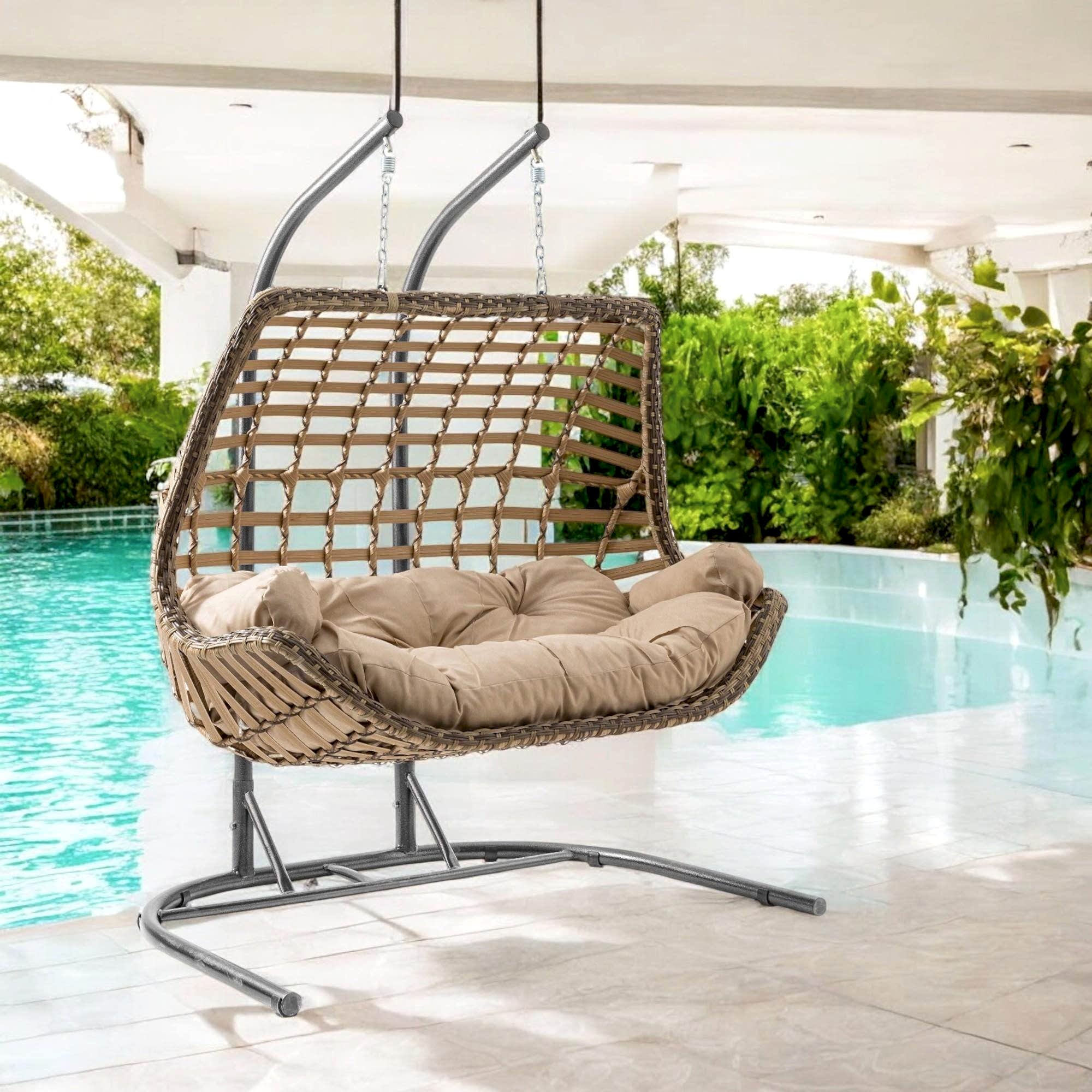 Cunda | Çiftli Rattan Bahçe Salıncağı | Rehome Balkon Salıncağı