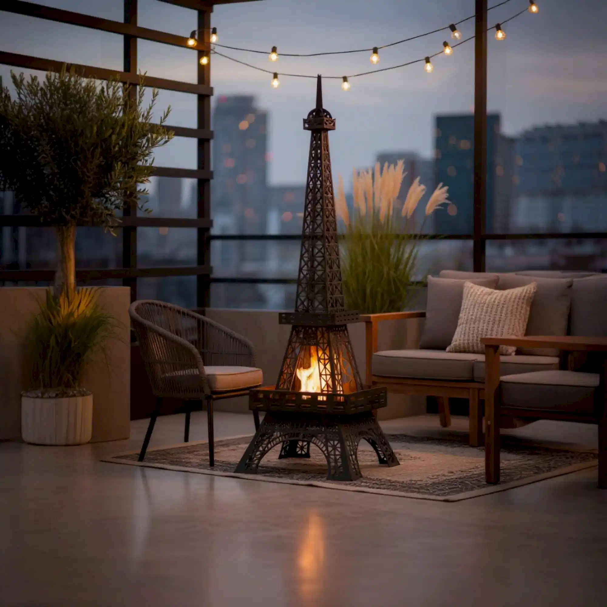 Korflame Eyfel Bacasız Şömine | Taşınabilir Dumansız Bioethanol Şömine