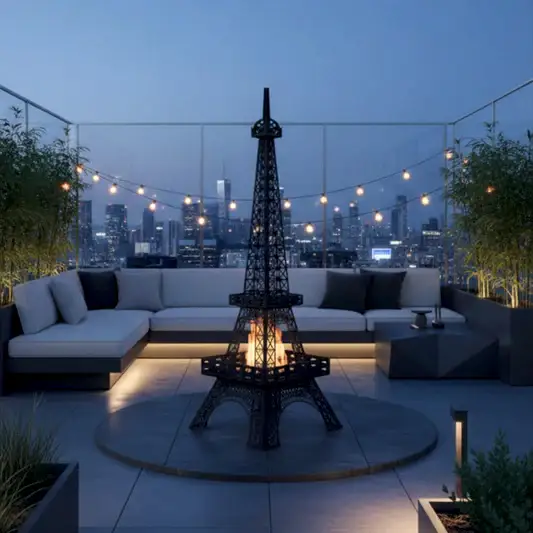 Korflame Eyfel Bacasız Şömine | Taşınabilir Dumansız Bioethanol Şömine