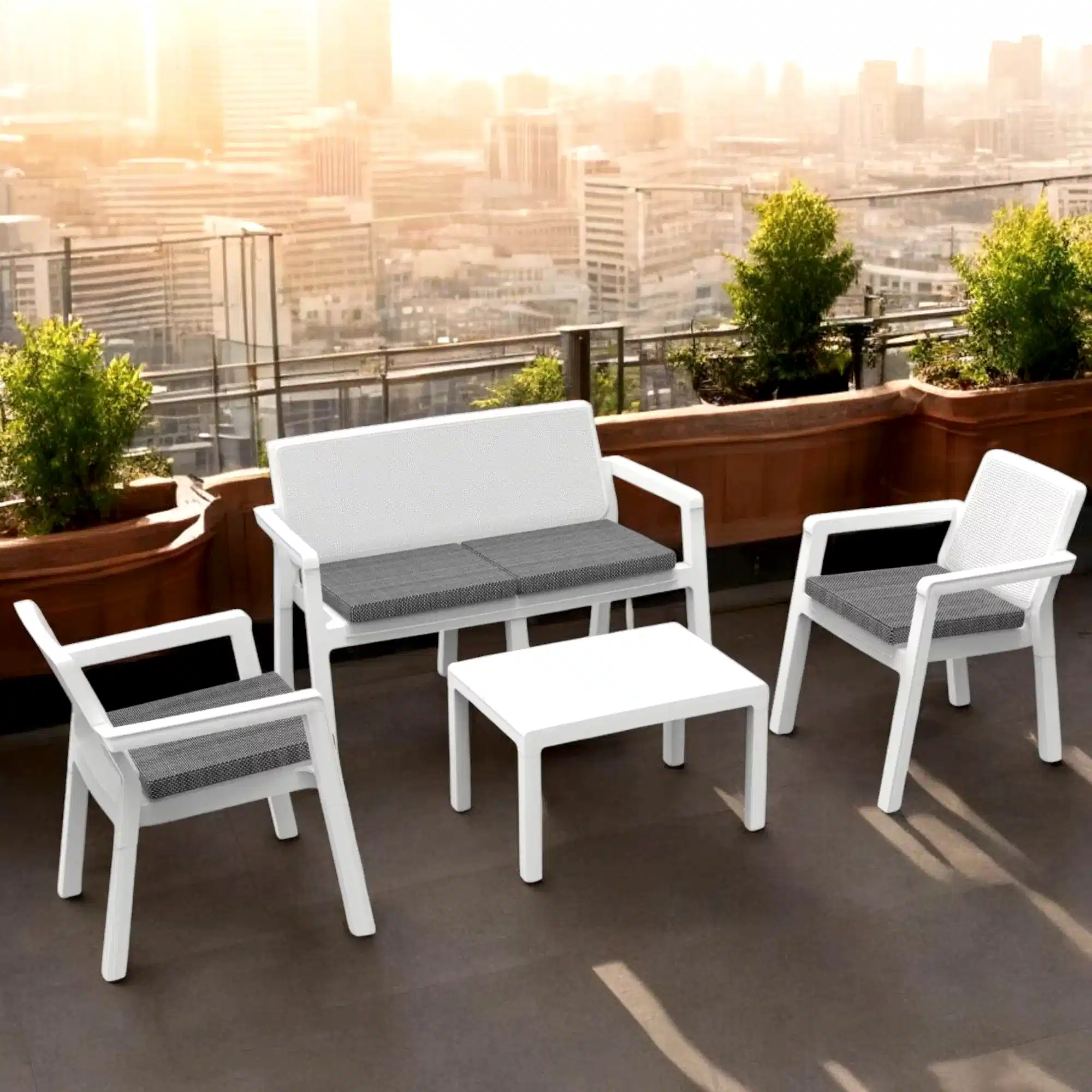 Prestij 2+1+1+Sehpa Bahçe Mobilyası | Plastik Balkon Takımı