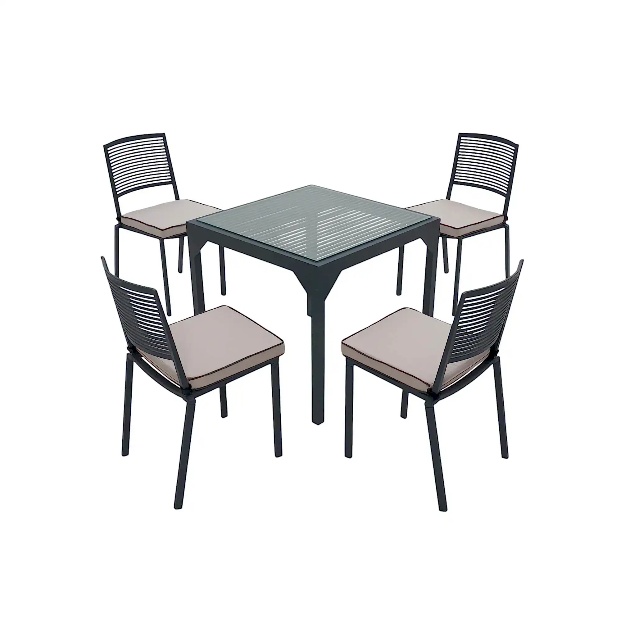 Queen Siyah Bahçe Masa Sandalye Takımı | Rehome Modern Cam Masa Seti