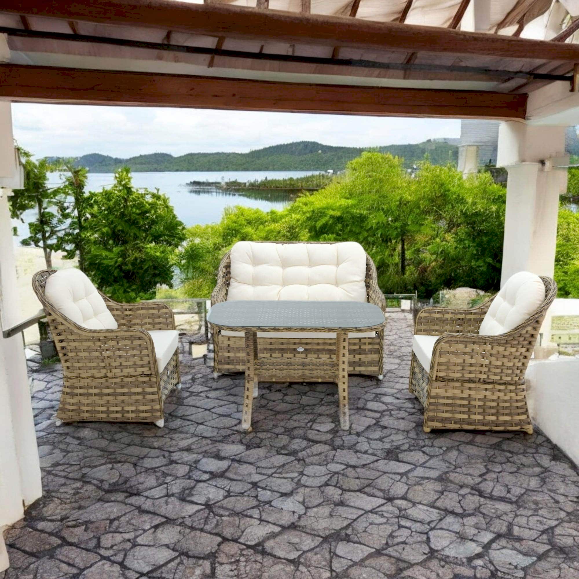 Radiance | Rehome Rattan Bahçe Oturma Grubu | 2+1+1+ Sehpa