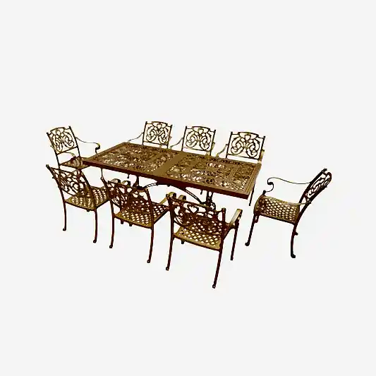 Aden Dikdörtgen 8 Kişilik Masa Takımı |Döküm Alüminyum | Rehome