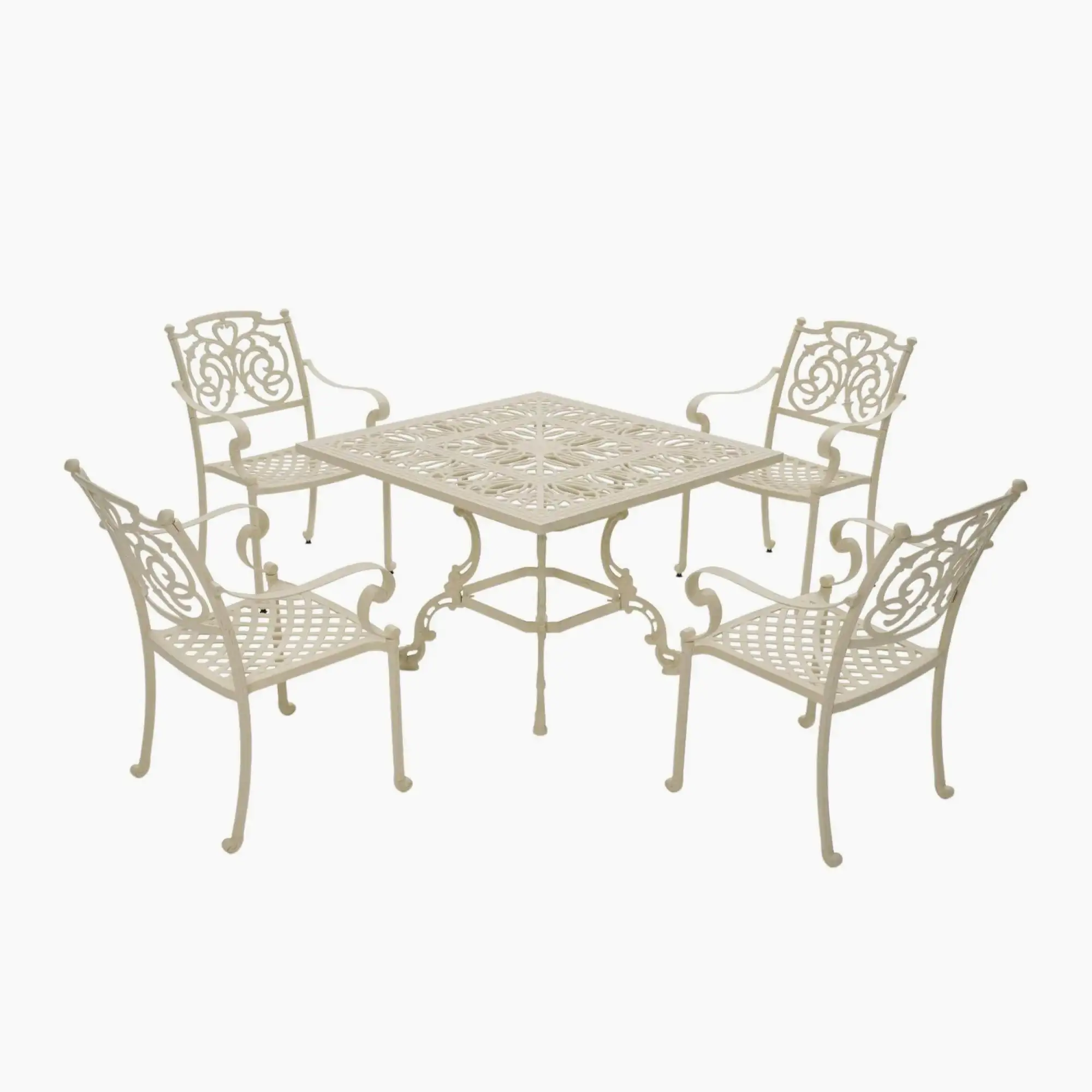 Aden Kare 4 Kişilik Bahçe Masa Sandalye Takımı | Metal Döküm | Rehome