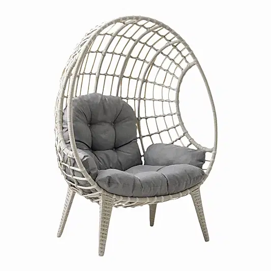 Egg Chair Tekli Rattan Bahçe Koluğu |Rehome Minderli Oval Lounge