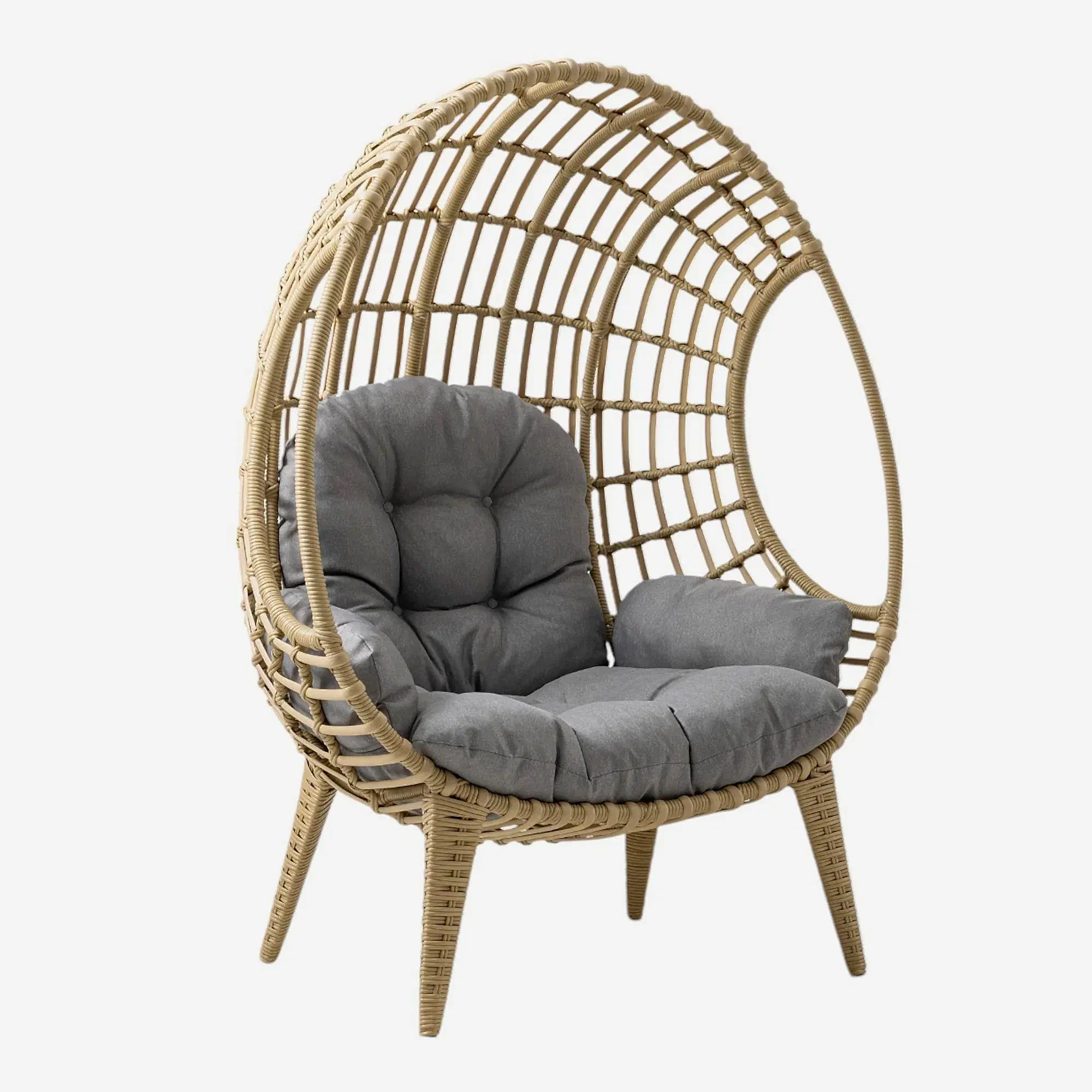 Egg Chair Tekli Rattan Bahçe Koluğu |Rehome Minderli Oval Lounge