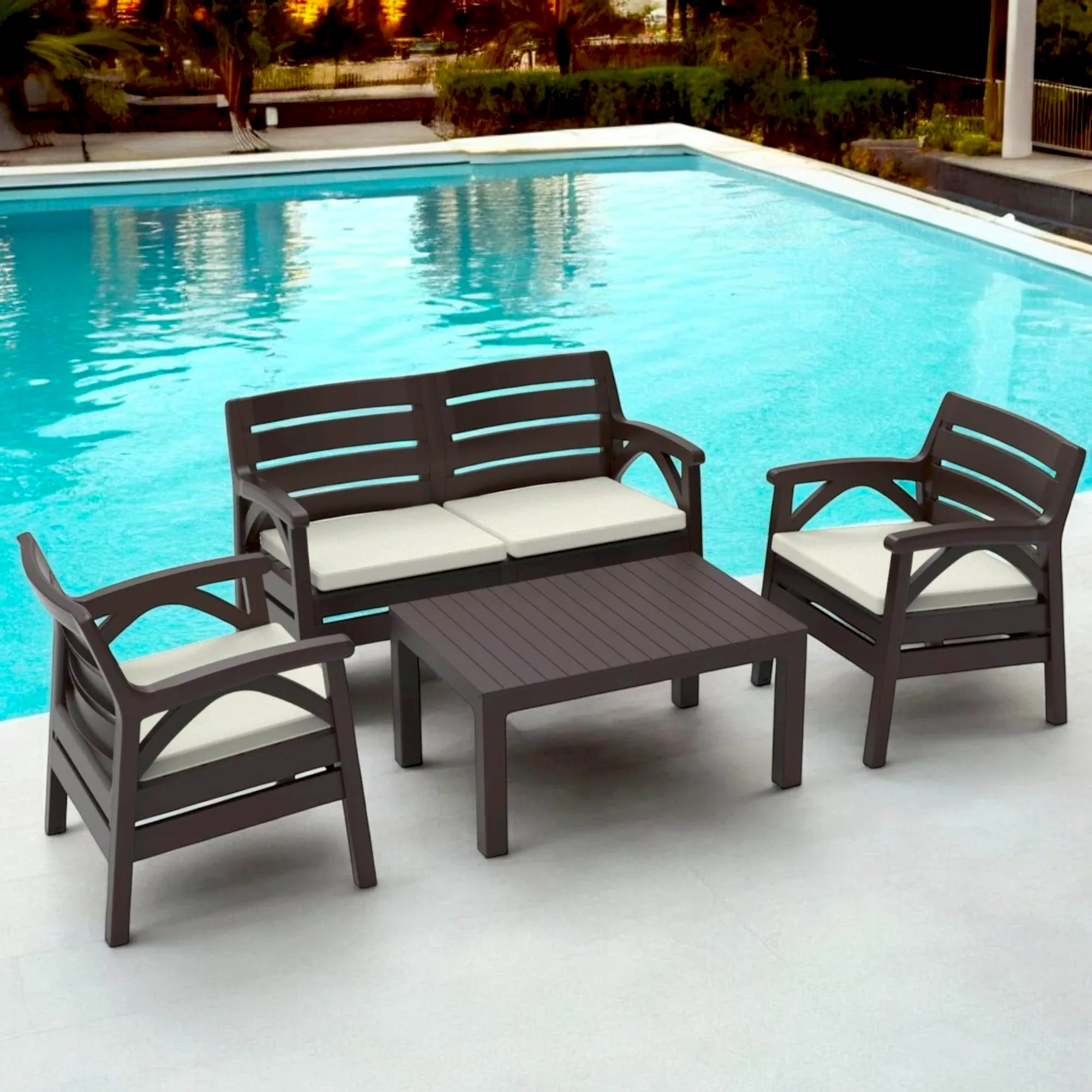 Santana 2+1+1+Sehpa Bahçe Oturma Grubu | Plastik Balkon Takımı