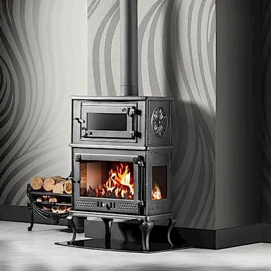 Üç Camlı Fırınlı Döküm Şömine Soba | Erendemir