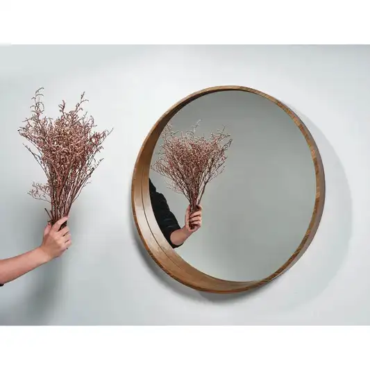 Rehome Yuvarlak Ahşap Çerçeveli Dekoratif Ayna - No:259 (70 cm)